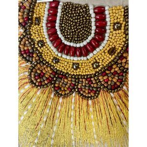 Pier 1 Beaded Sunflower Pillow Cover 20x14 Embroidered Lumbar Boho Decor